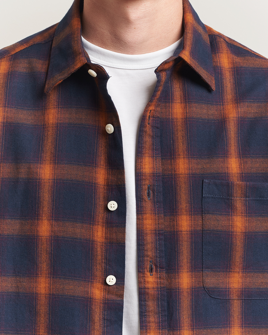 Men | Shirts | NN07 | Deon Flannel Checked Shirt Navy/Orange