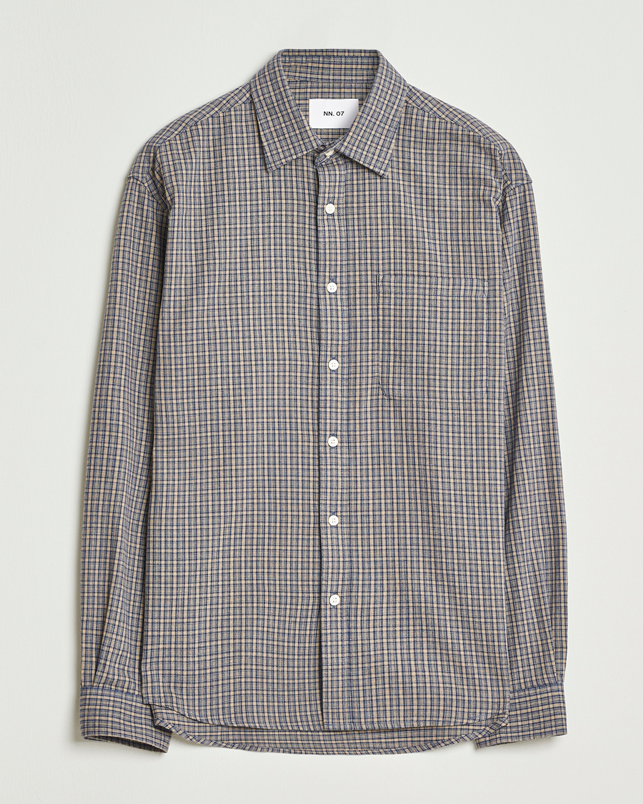 NN07 Deon Flannel Checked Shirt Indigo at CareOfCarl.com