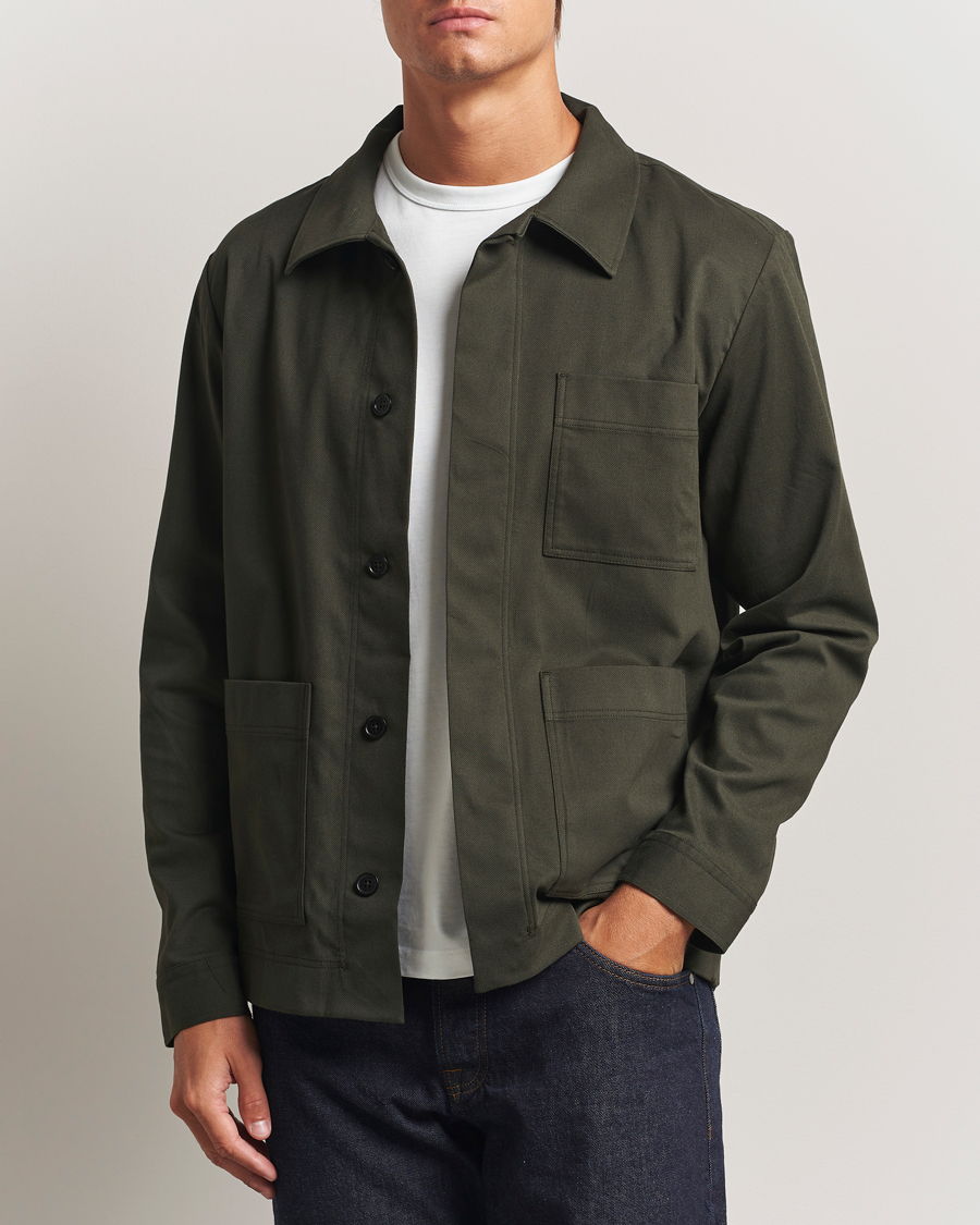NN07 Olav Cotton Overshirt Dark Army at CareOfCarl.com