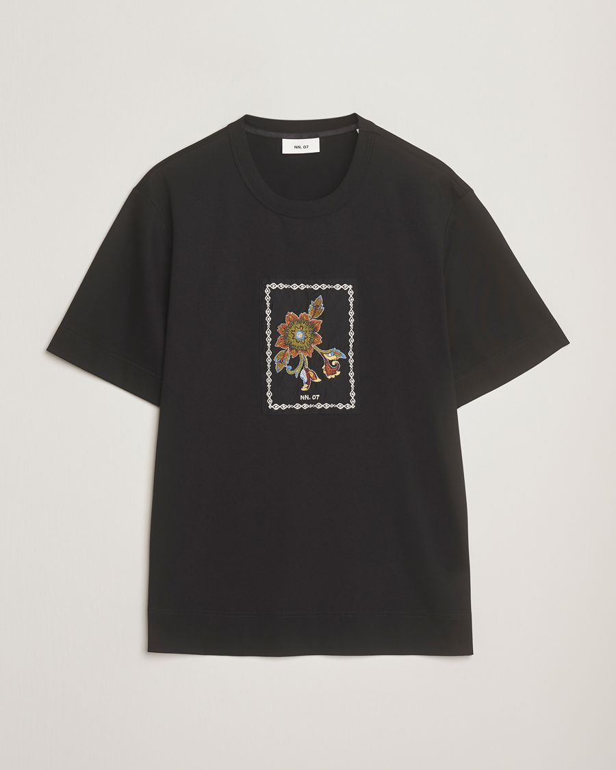 Men | T-Shirts | NN07 | Pedro Mercerized Flower T-Shirt Black