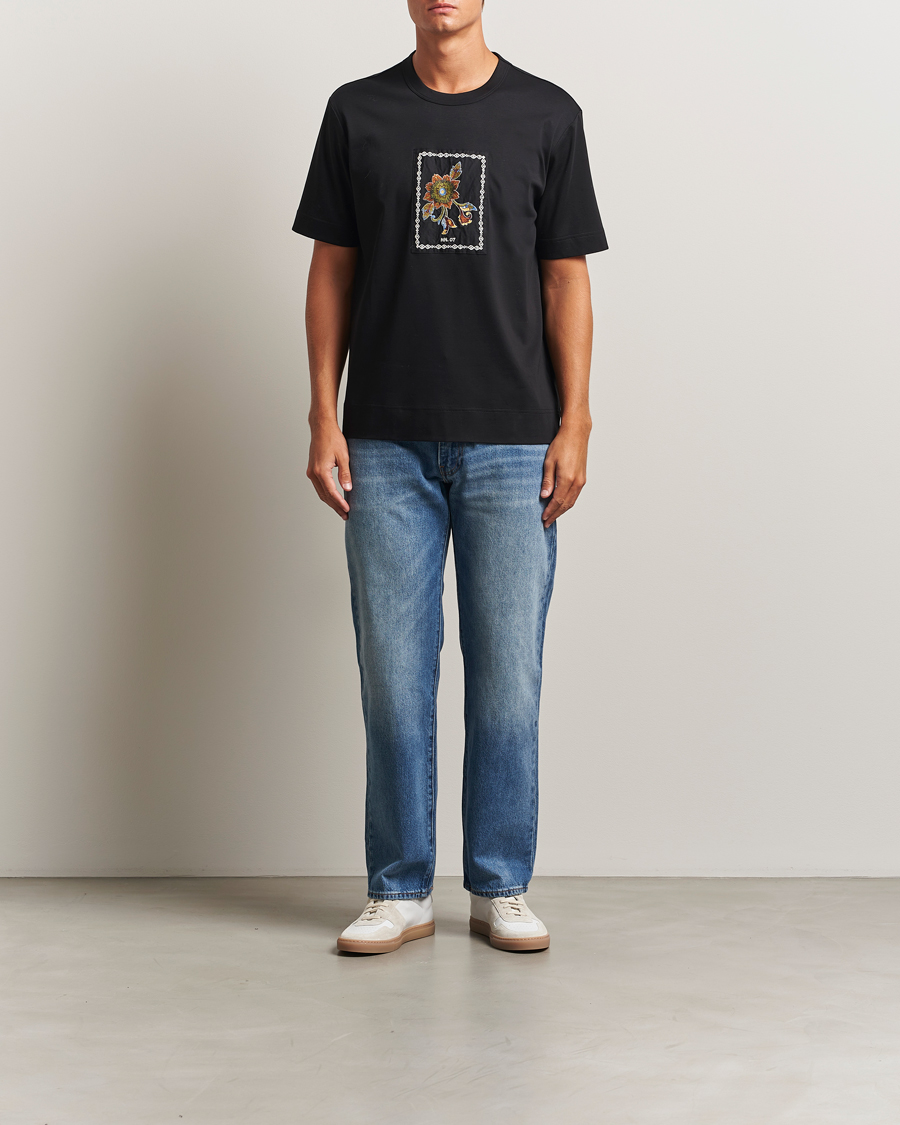 Men | T-Shirts | NN07 | Pedro Mercerized Flower T-Shirt Black