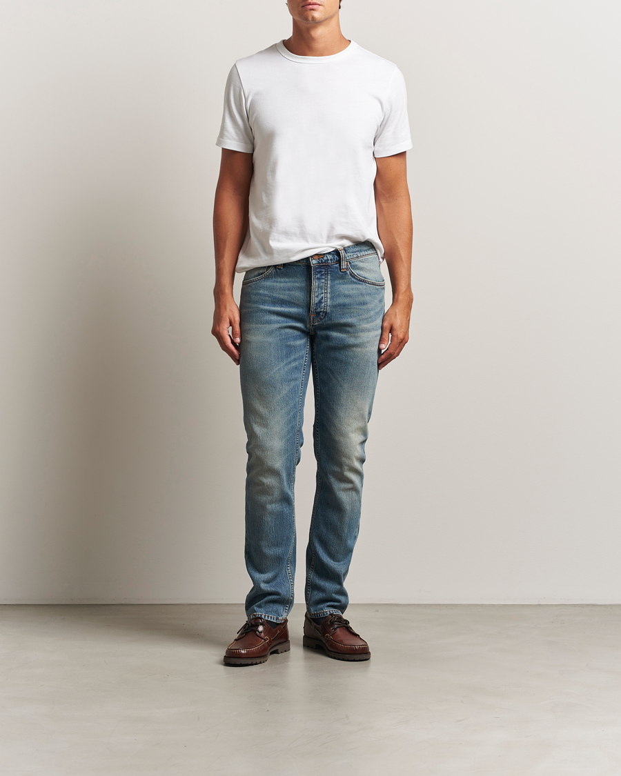 Men | Jeans | Nudie Jeans | Solid Ollie Jeans Blue Clay