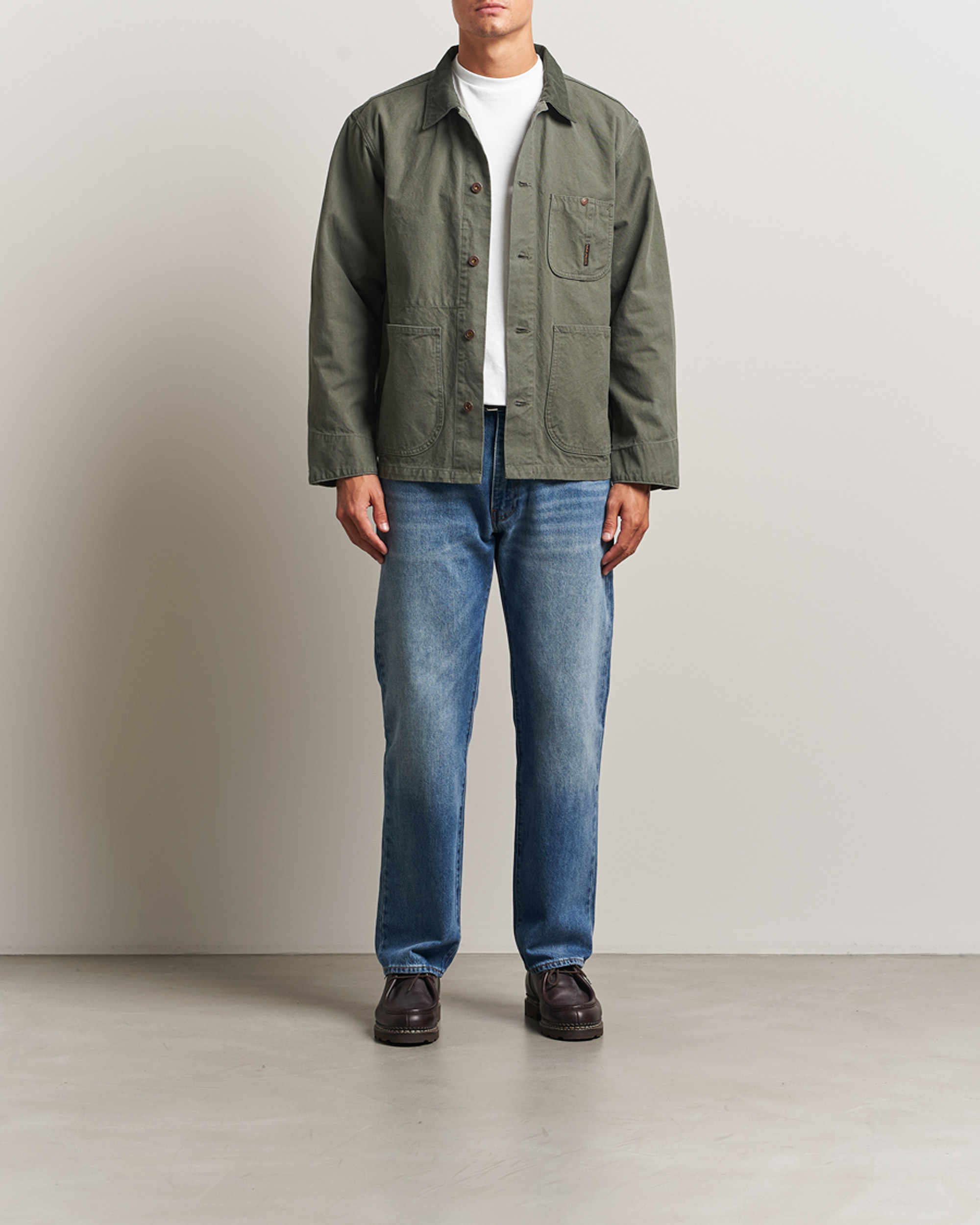 Nudie Jeans Howie Duck Canvas Chore Jacket Green at CareOfCarl.com