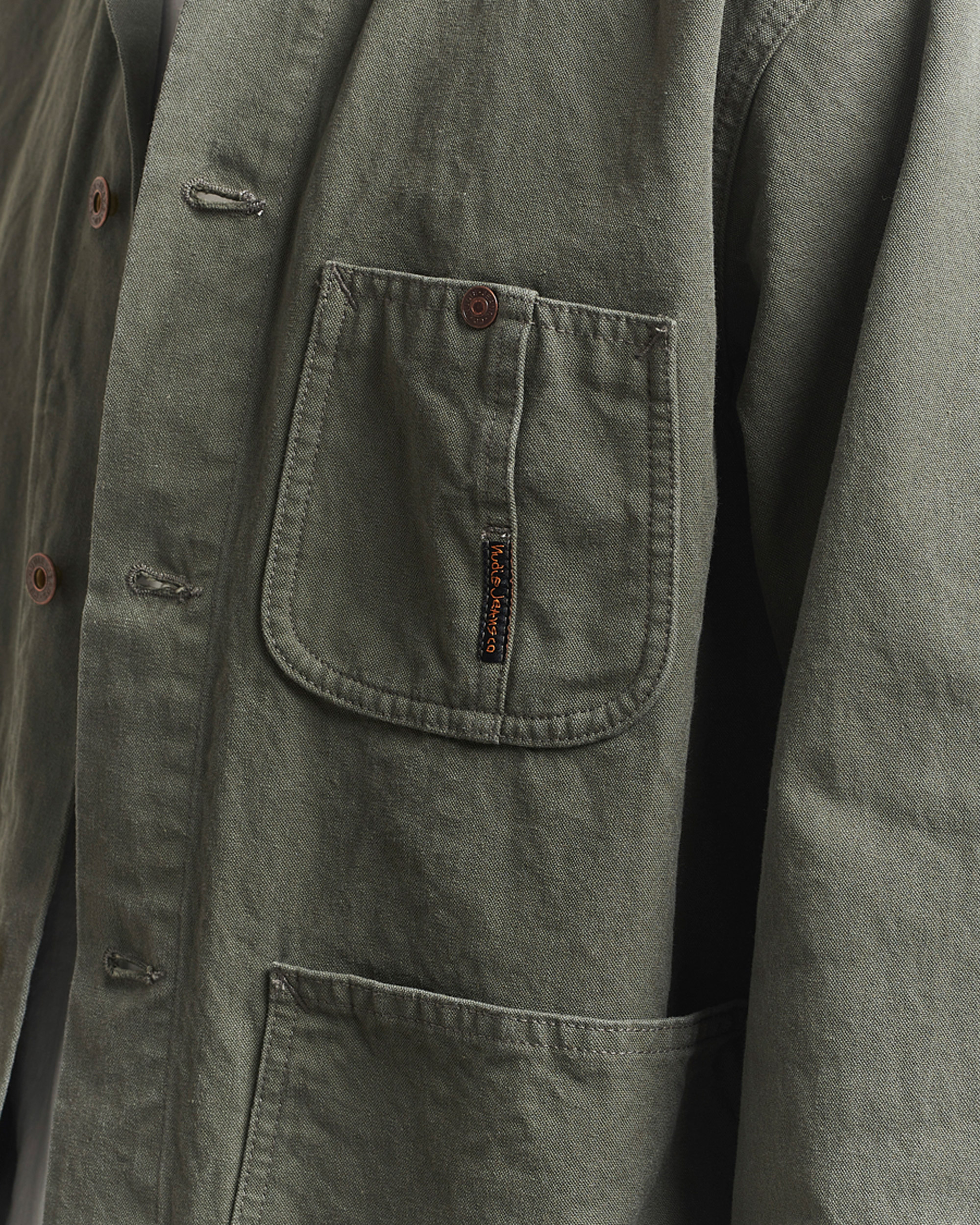Nudie Jeans Howie Duck Canvas Chore Jacket Green at CareOfCarl.com