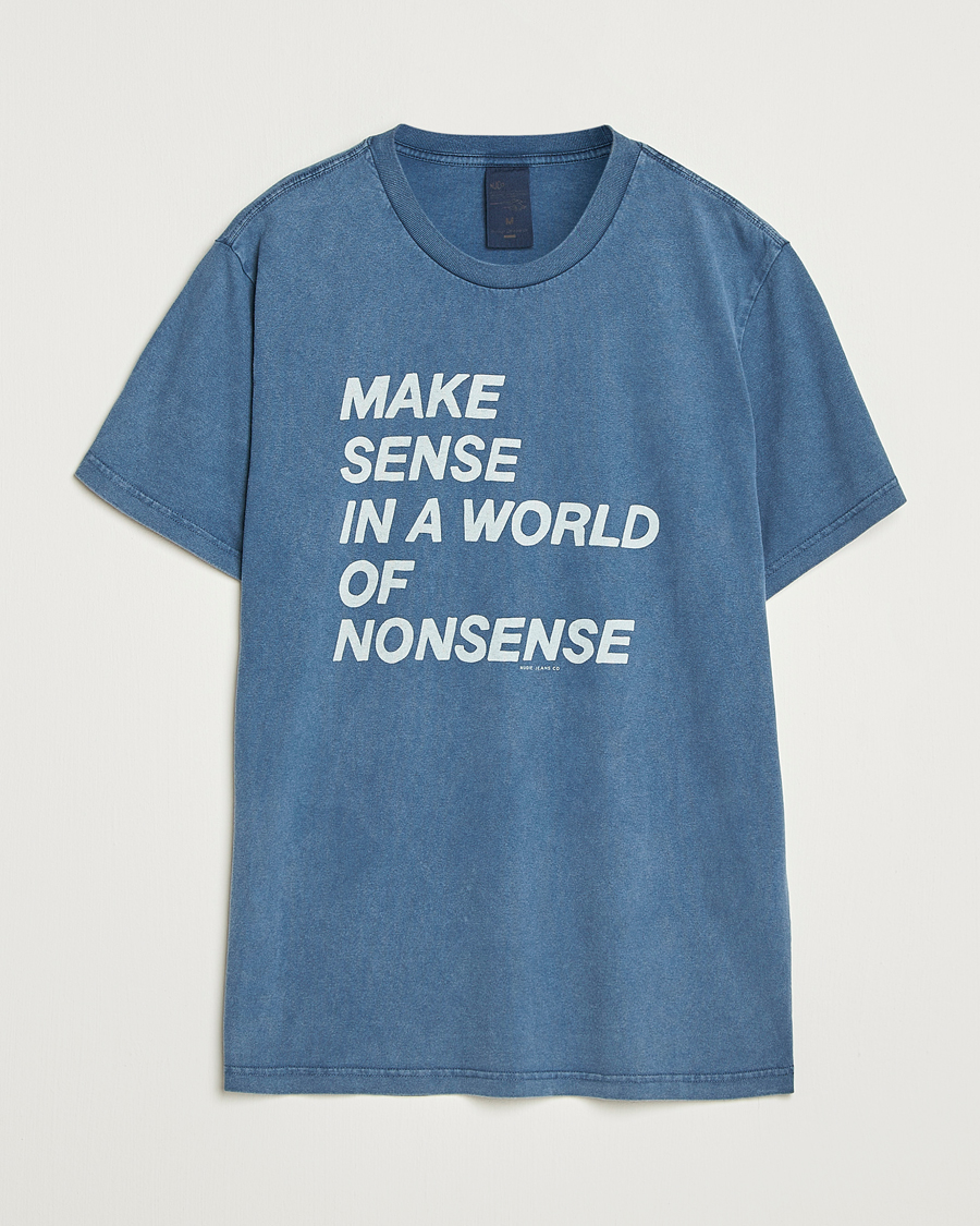 Nudie Jeans Roy Make Sense T-Shirt Blue at CareOfCarl.com