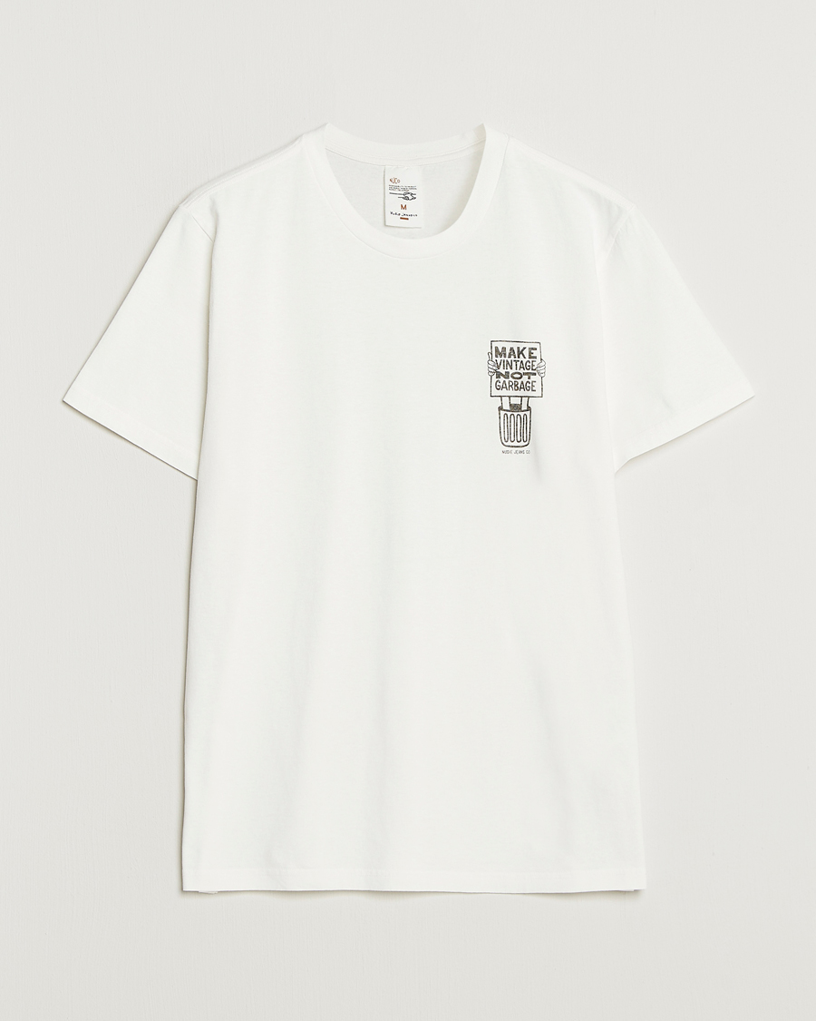 Men | T-Shirts | Nudie Jeans | Roy Garbage T-Shirt Chalk White