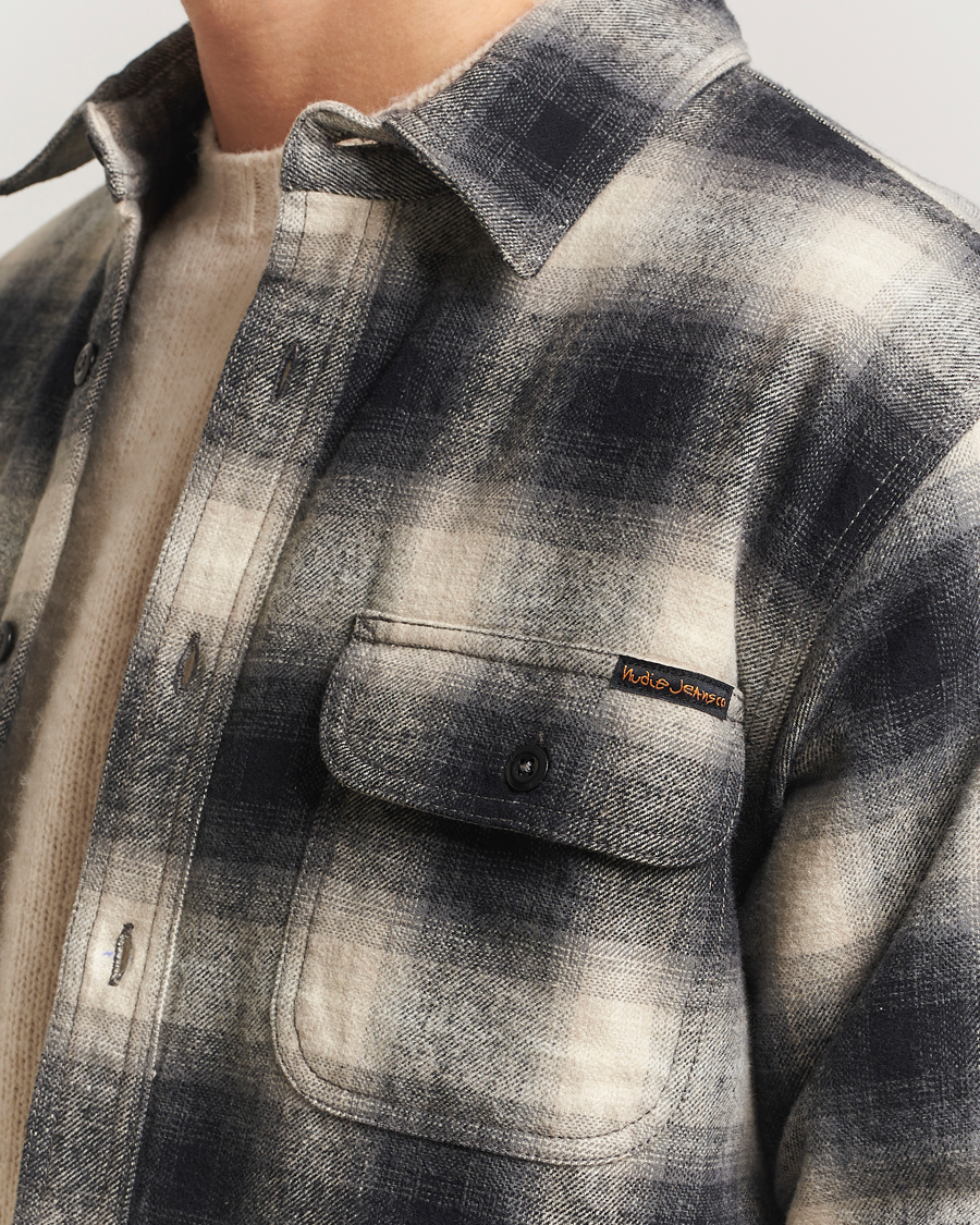 Men | Shirts | Nudie Jeans | Glenn Padded Checked Overshirt Black