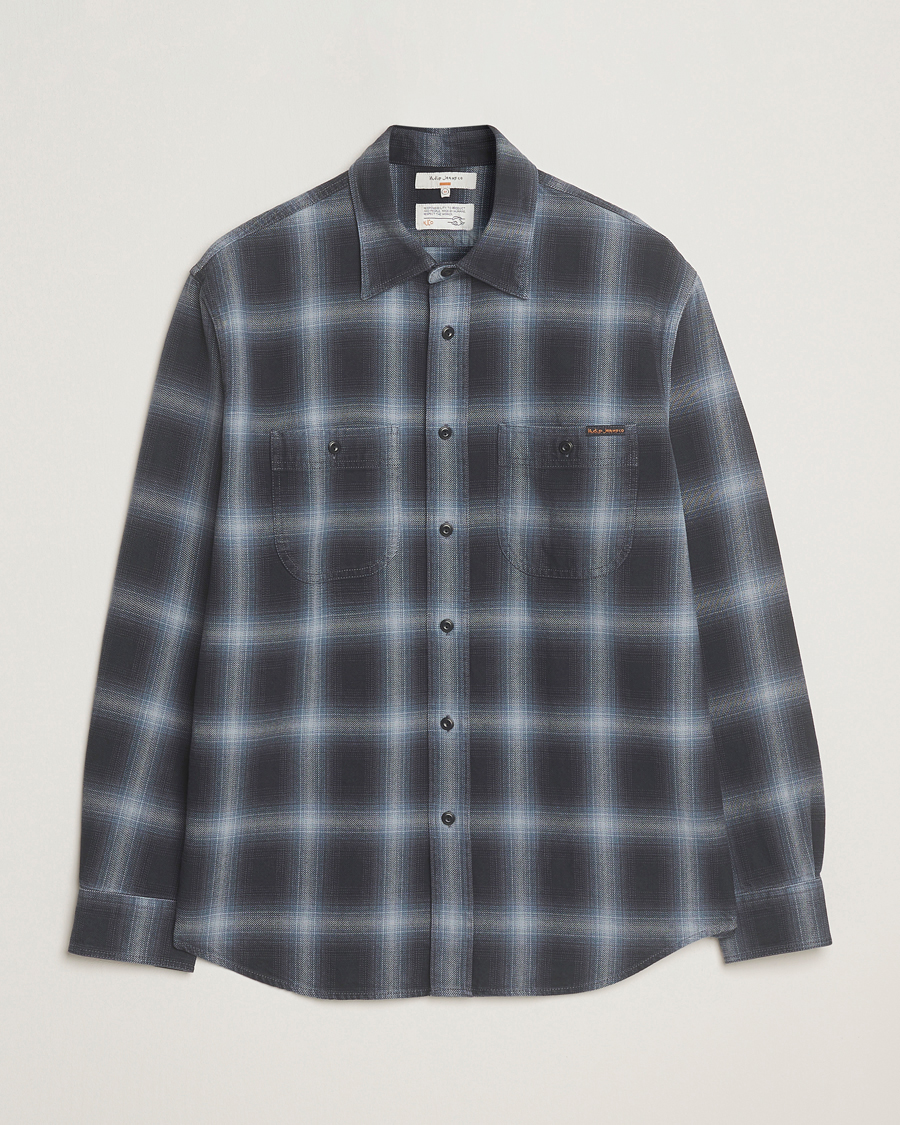 Nudie Jeans Julian Worker Checked Shirt Black at CareOfCarl.com