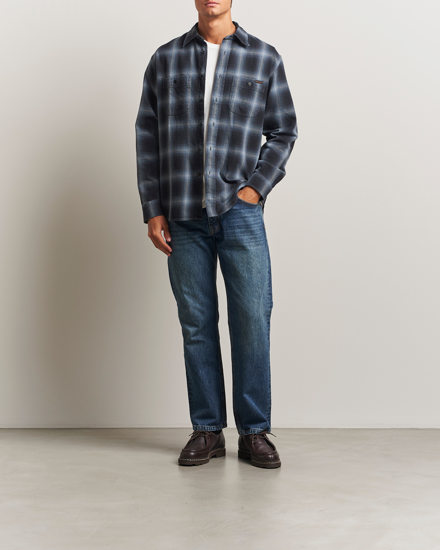 Nudie Jeans Julian Worker Checked Shirt Black at CareOfCarl.com