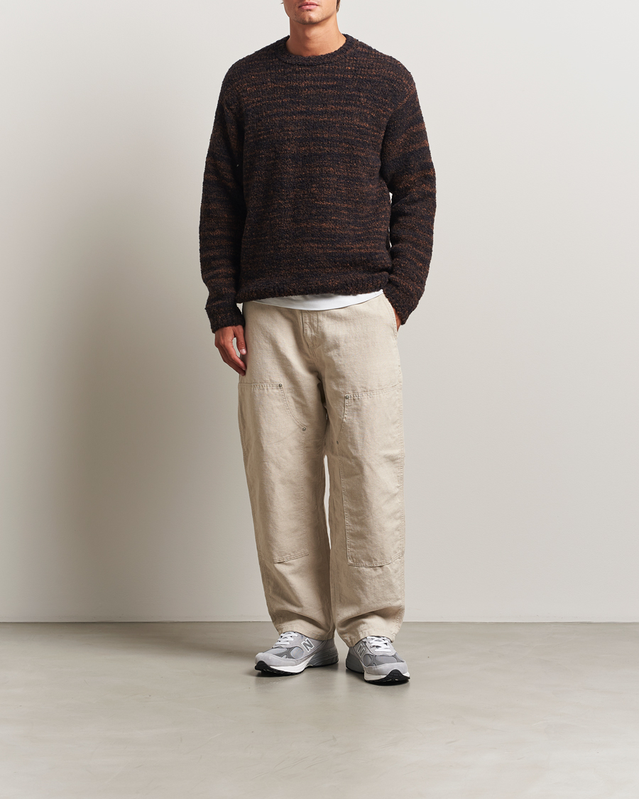Men | Sweaters & Knitwear | Nudie Jeans | Gurra Bouclé Knitted Sweater Black/Brown