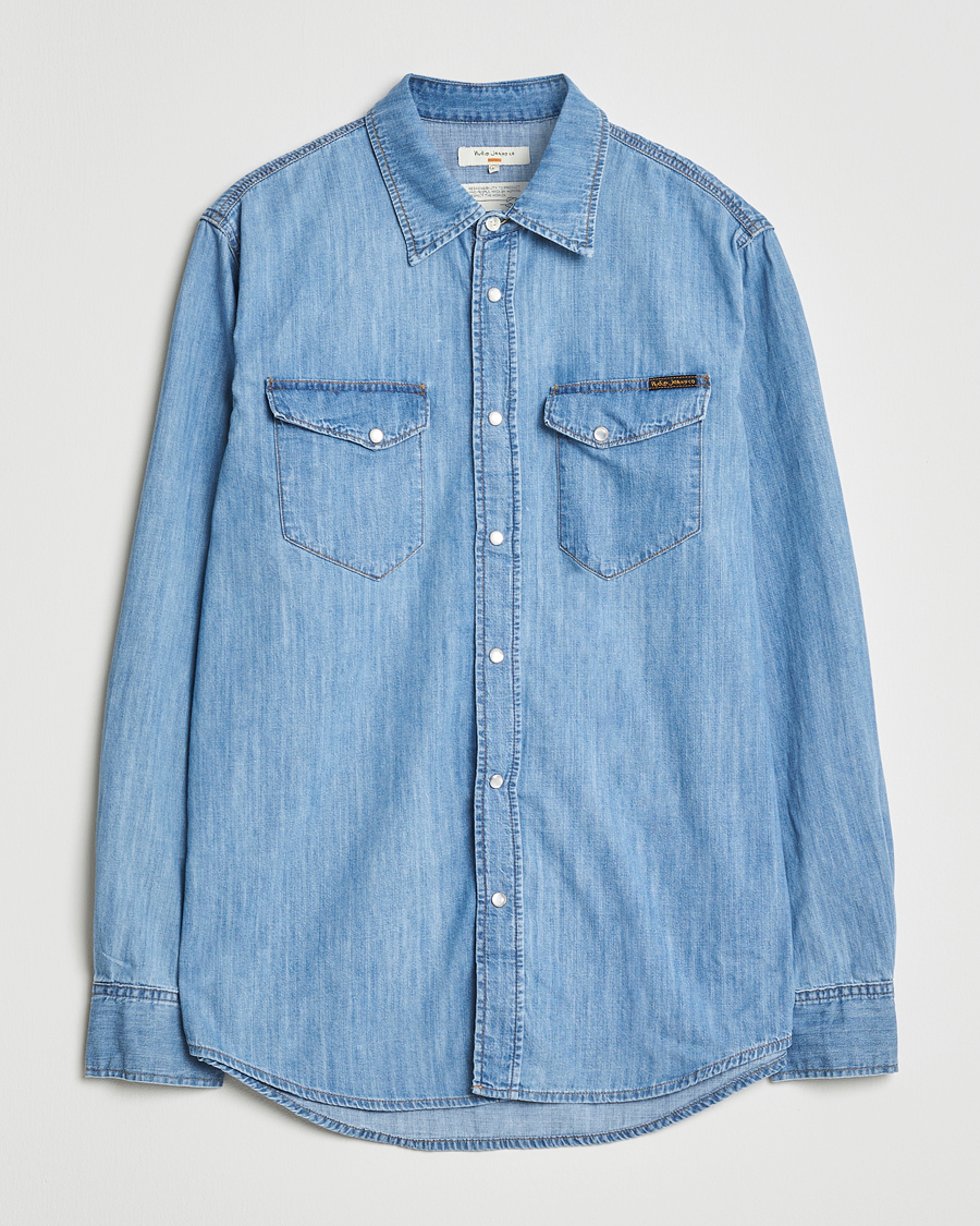 Men | Shirts | Nudie Jeans | Gunnar Denim Shirt Light Blue