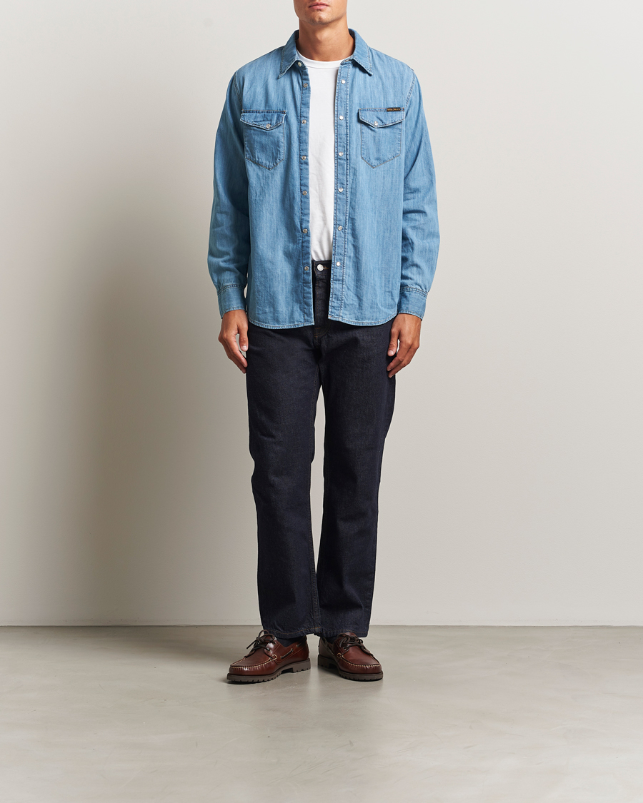 Men | Shirts | Nudie Jeans | Gunnar Denim Shirt Light Blue