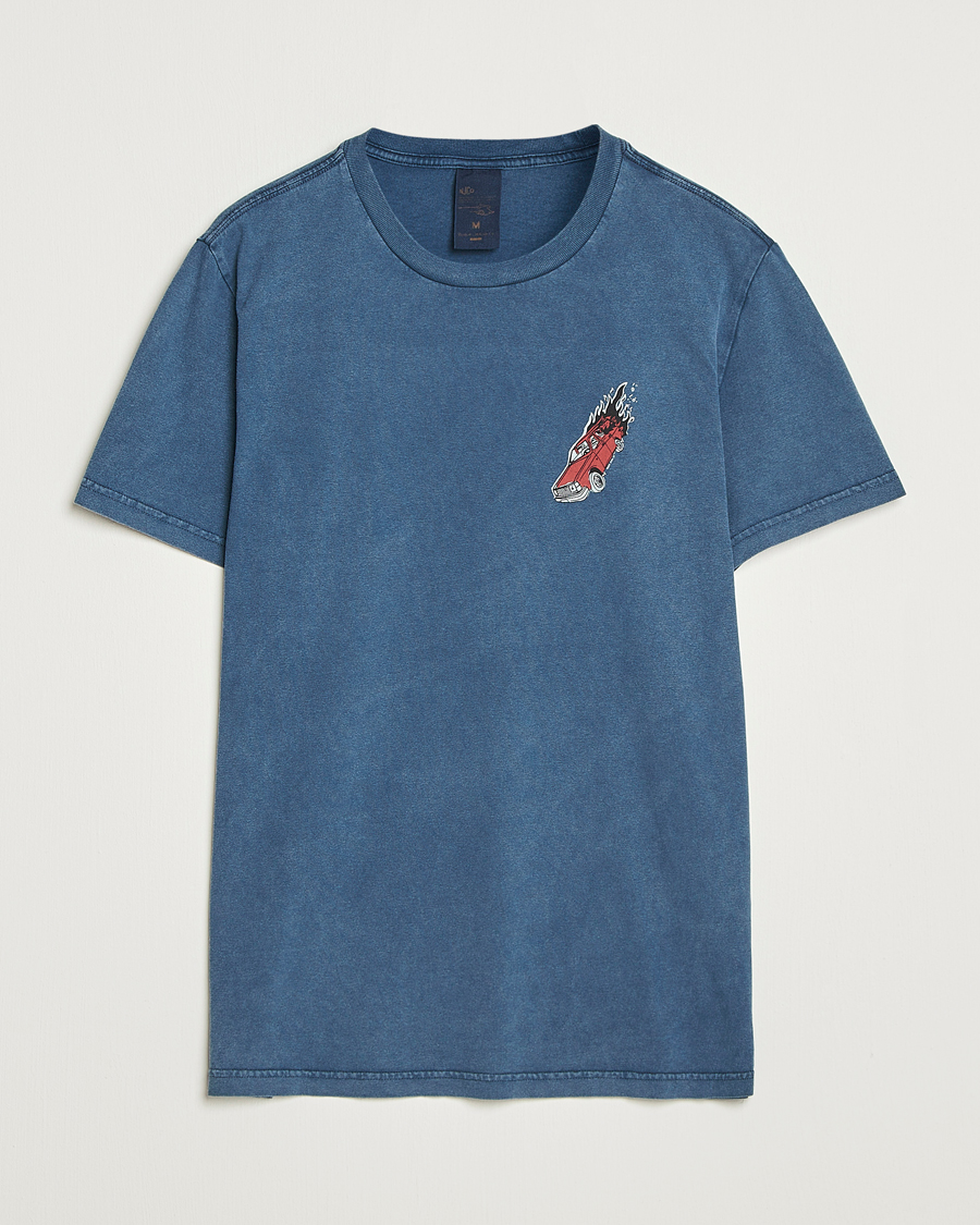 Men | T-Shirts | Nudie Jeans | Roy Basement Tracks T-Shirt Blue