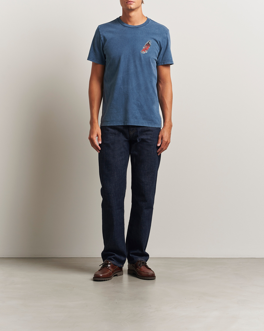 Men | T-Shirts | Nudie Jeans | Roy Basement Tracks T-Shirt Blue