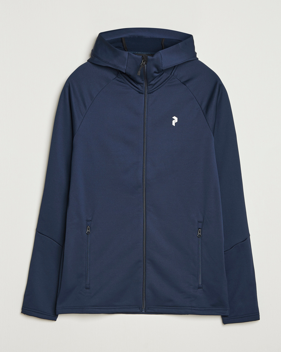 Men | Sweaters & Knitwear | Peak Performance | Rider Full Zip Hoodie Blue Shadow