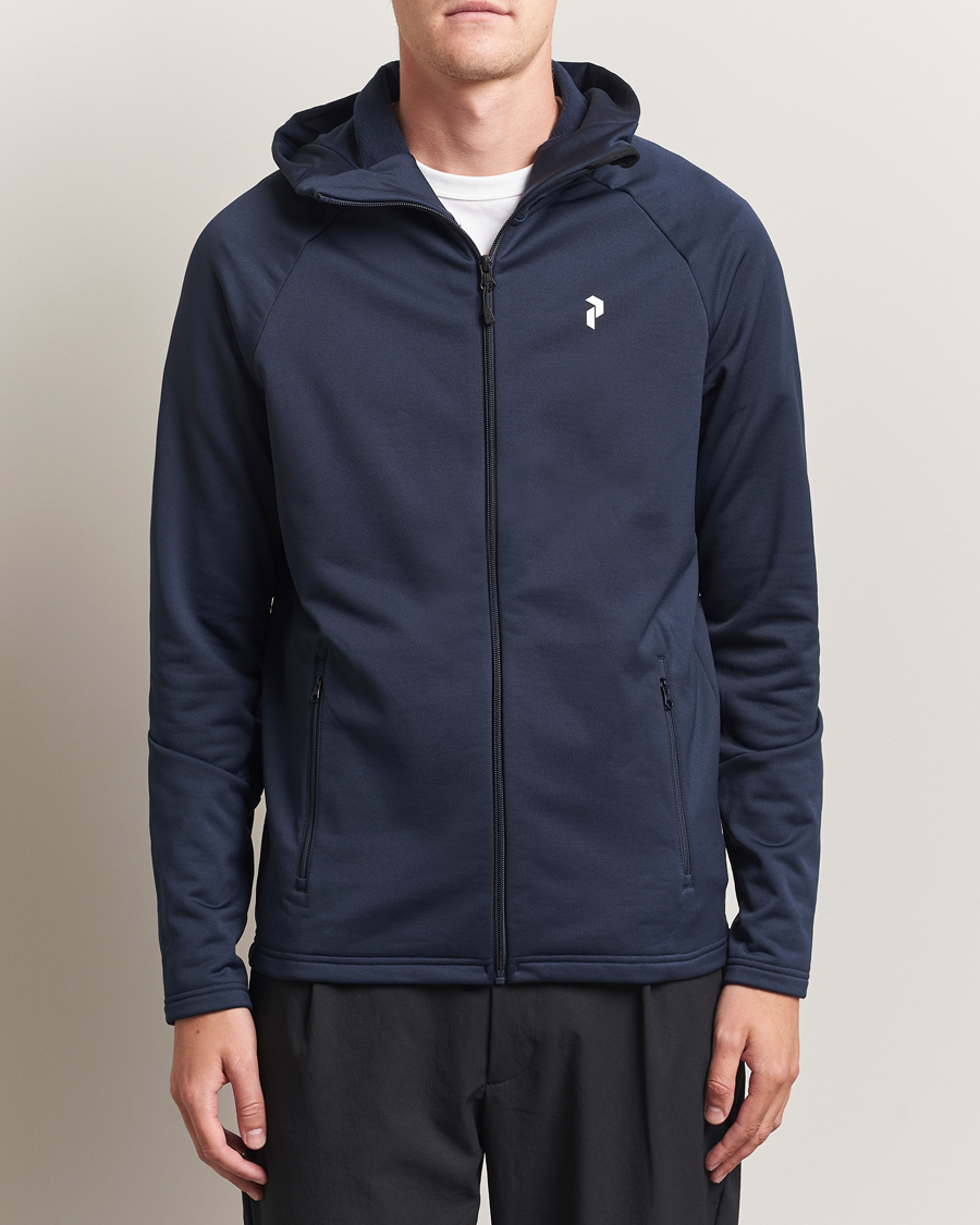 Men | Sweaters & Knitwear | Peak Performance | Rider Hooded Full Zip Blue Shadow