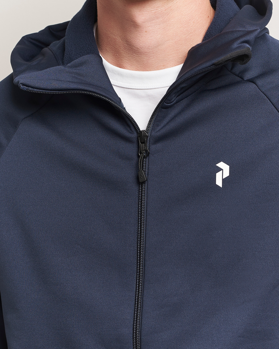 Men | Sweaters & Knitwear | Peak Performance | Rider Full Zip Hoodie Blue Shadow