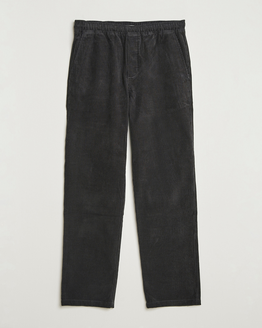 Men | Trousers | Samsøe Samsøe | Jabari Corduroy Drawstring Trousers Black Oyster