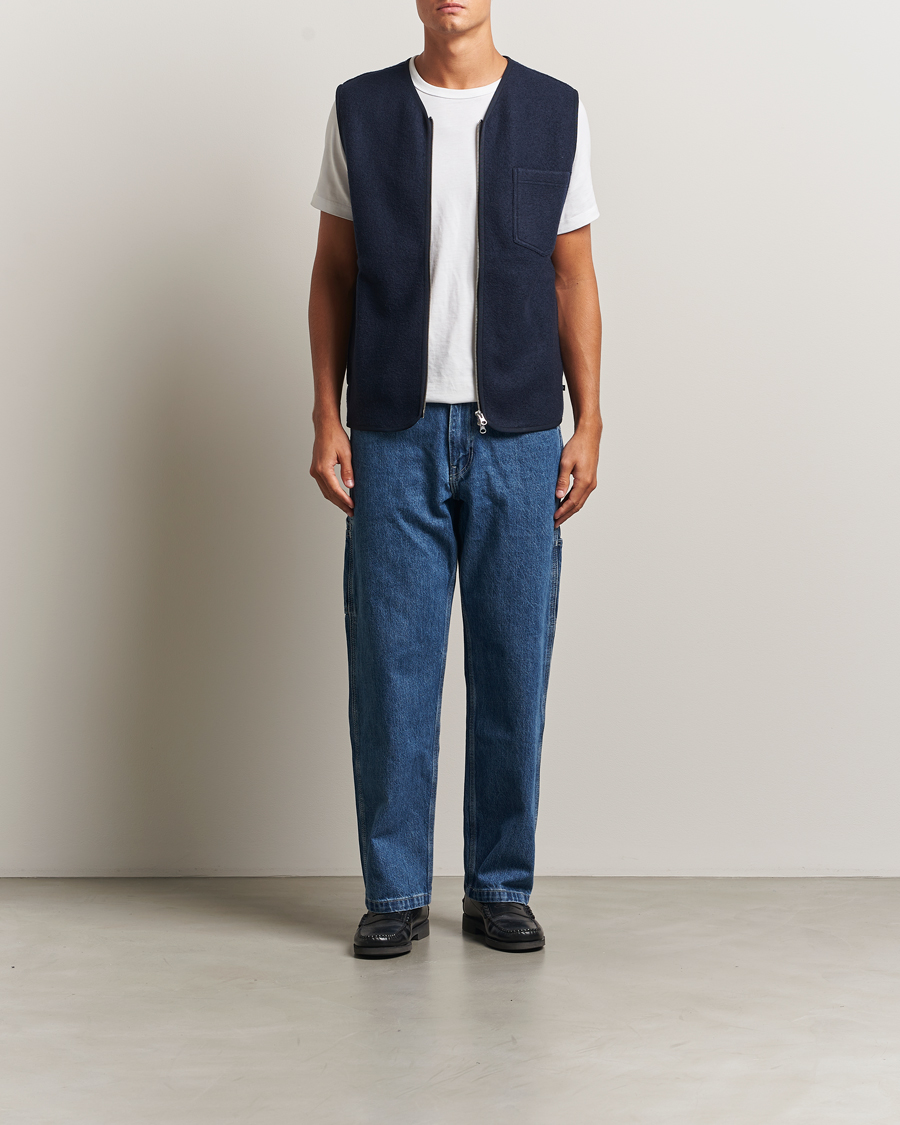 Men | Gilets | Samsøe Samsøe | Hannes Boiled Wool Vest Salute Navy