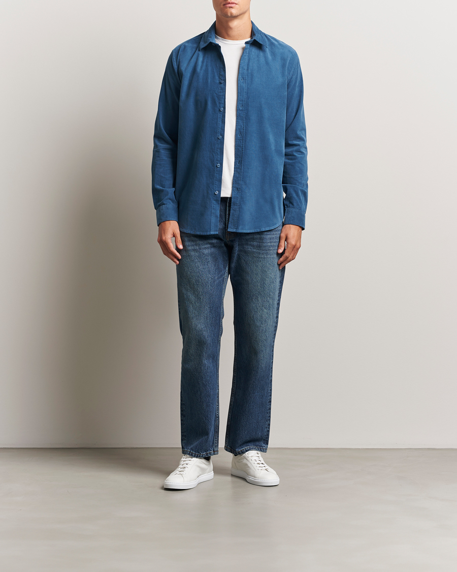 Men | Shirts | Samsøe Samsøe | Liam Baby Cord Shirt Stellar Blue