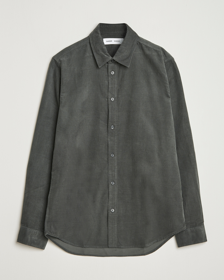 Men | Shirts | Samsøe Samsøe | Liam Baby Cord Shirt Black Oyster