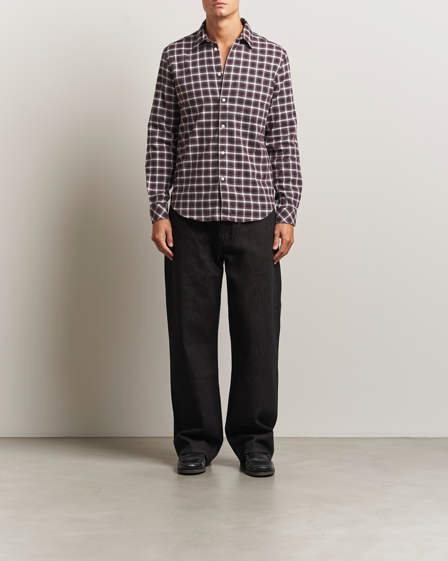 Men | Shirts | Samsøe Samsøe | Liam Brushed Cotton Checked Shirt Raisin