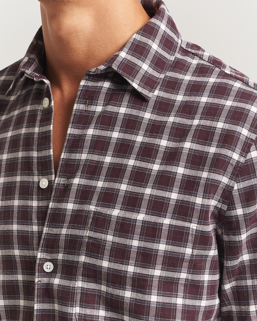 Men | Shirts | Samsøe Samsøe | Liam Brushed Cotton Checked Shirt Raisin