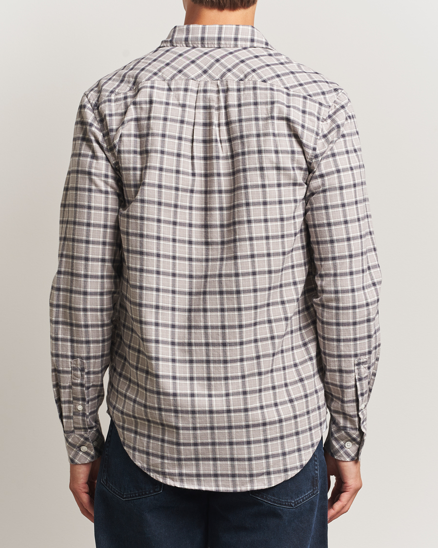 Men | Shirts | Samsøe Samsøe | Liam Brushed Cotton Checked Shirt Elephant Skin