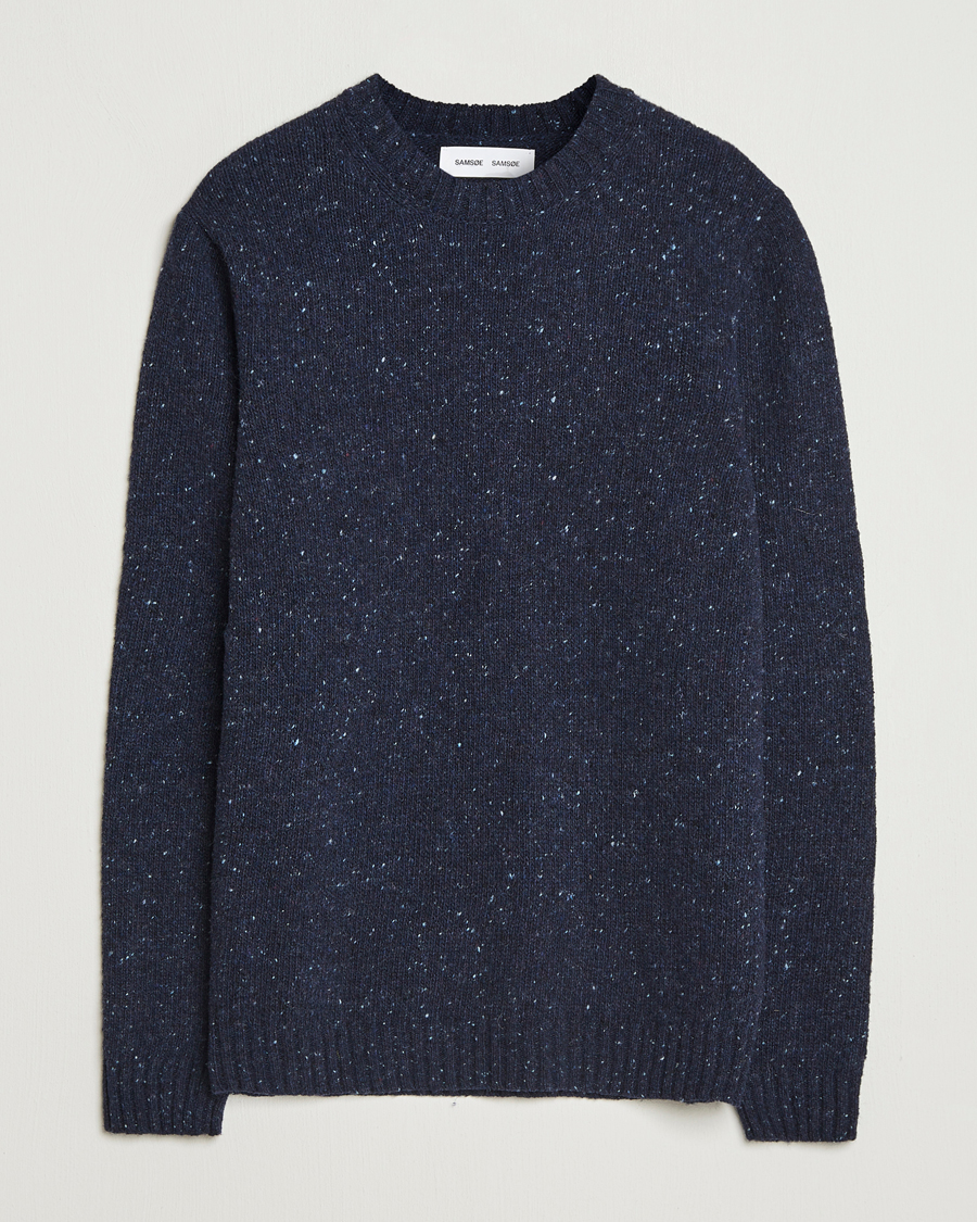 Men | Sweaters & Knitwear | Samsøe Samsøe | Nataniel Donegal Knitted Crew Neck Salute Navy
