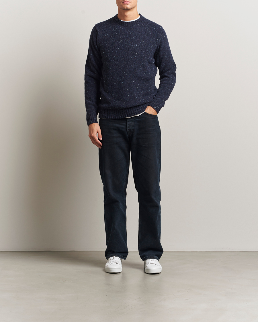 Men | Sweaters & Knitwear | Samsøe Samsøe | Nataniel Donegal Knitted Crew Neck Salute Navy
