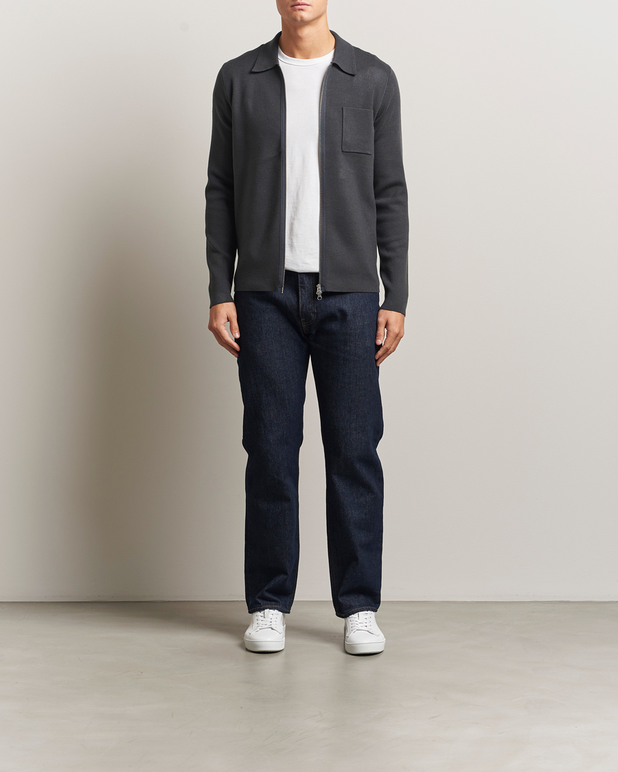 Men | Sweaters & Knitwear | Samsøe Samsøe | Guna Full Zip Black Oyster