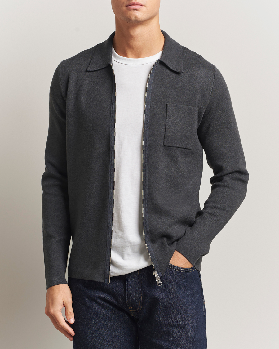 Men | Sweaters & Knitwear | Samsøe Samsøe | Guna Full Zip Black Oyster