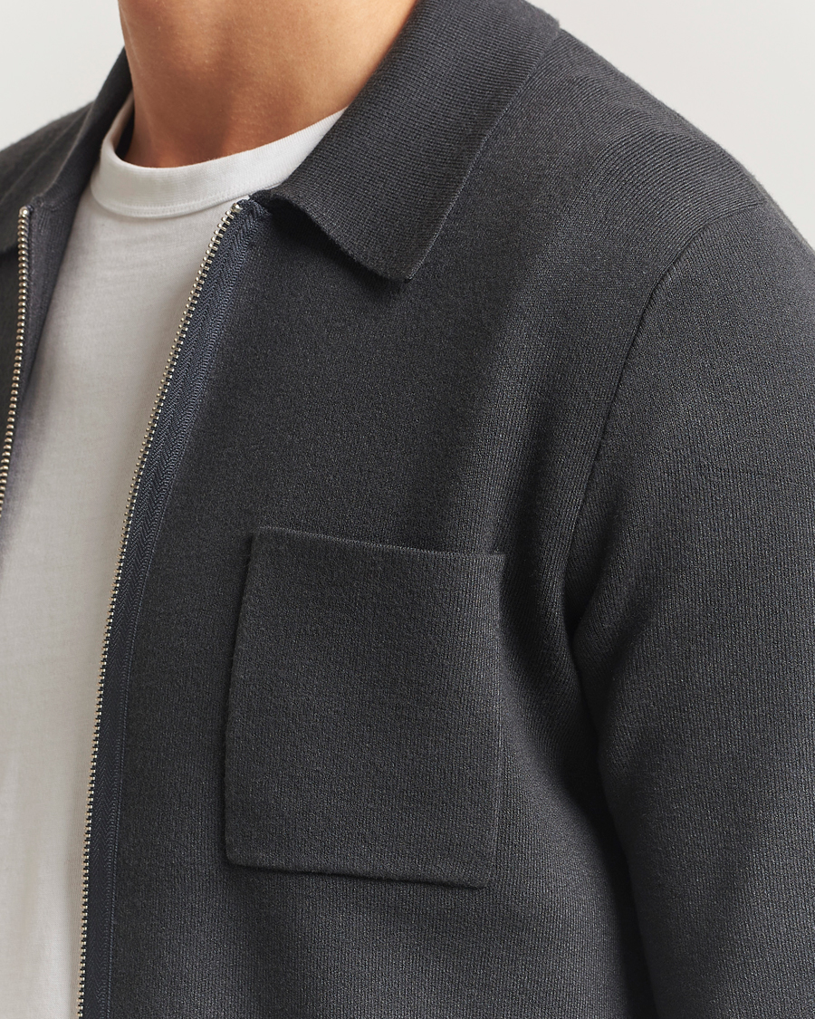 Men | Sweaters & Knitwear | Samsøe Samsøe | Guna Full Zip Black Oyster