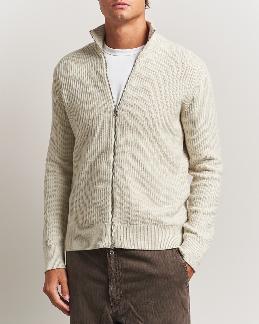 Men | Sweaters & Knitwear | Samsøe Samsøe | Dem Structured Knitted Full Zip Silver Birch