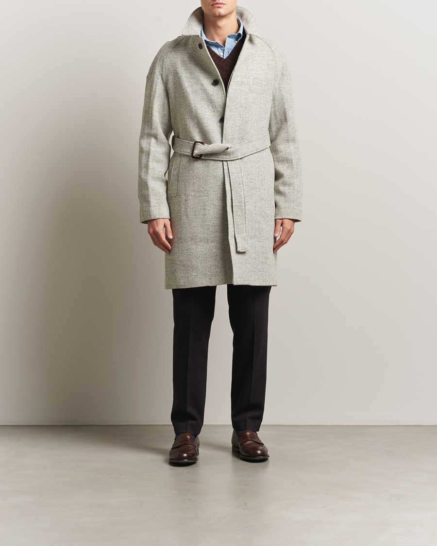 Men | Coats & Jackets | Walker Slater | Watson Harris Tweed Herringbone Coat Light Grey