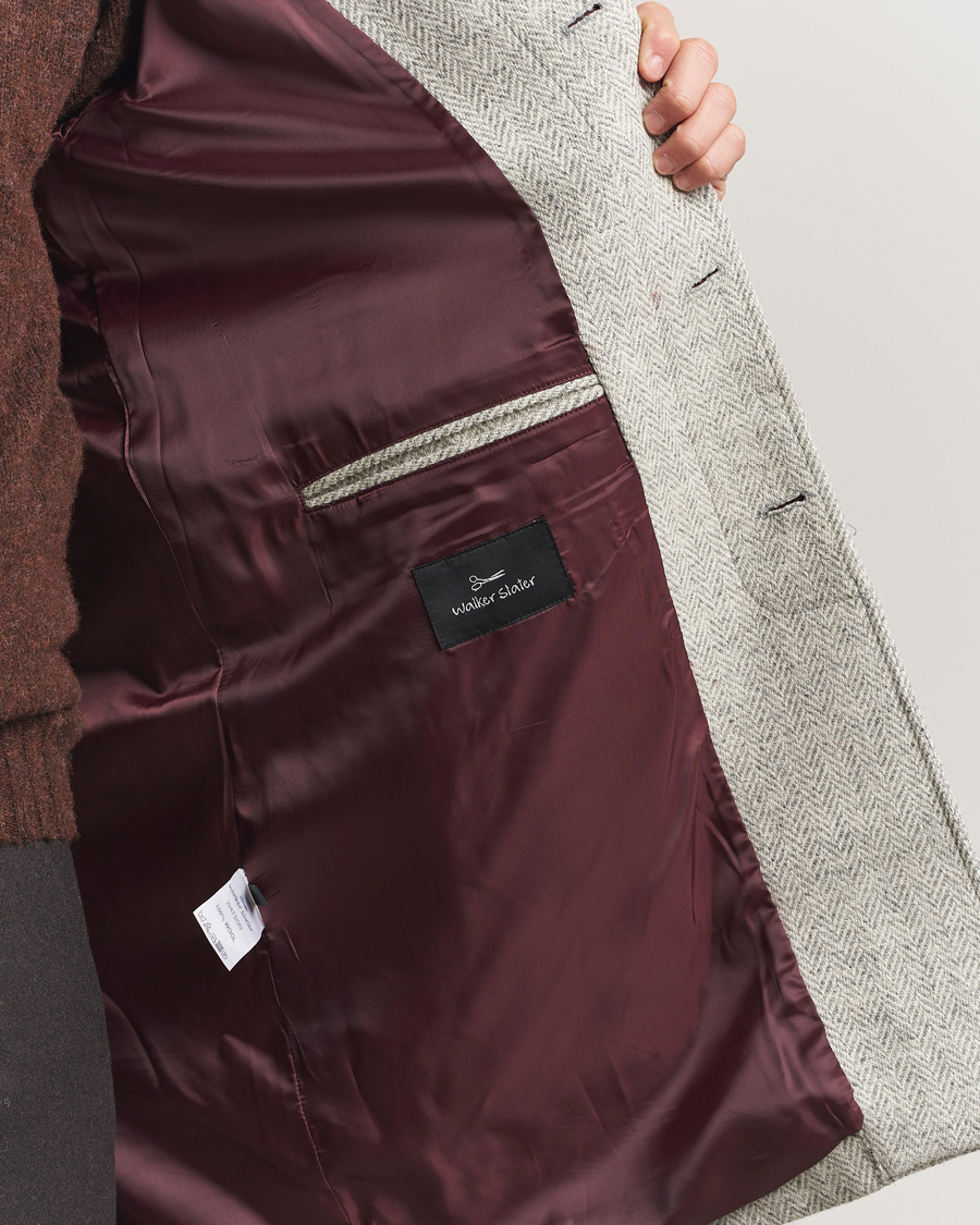 Men | Coats & Jackets | Walker Slater | Watson Harris Tweed Herringbone Coat Light Grey