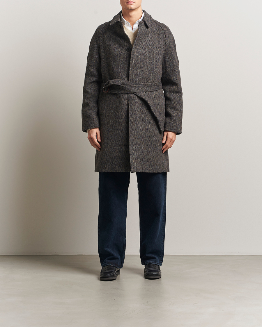 Walker Slaterスコットランド/コート/チェック/チェスターコート Walker Slater Watson Harris Tweed Herringbone Coat Dark Brown at