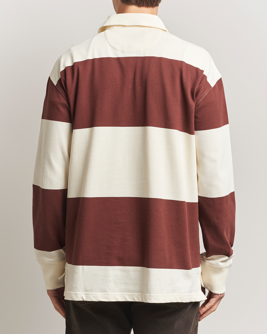 Men | Sweaters & Knitwear | GANT 240 Mulberry Street | Block Stripe Heavy Rugger Mahogany Brown/White