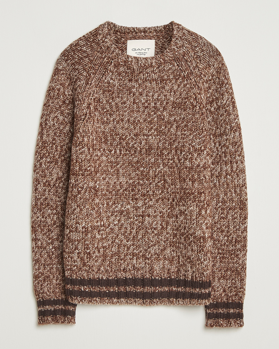 Men | Sweaters & Knitwear | GANT 240 Mulberry Street | Wool Heavy Knitted Sweater Light Brown Melange
