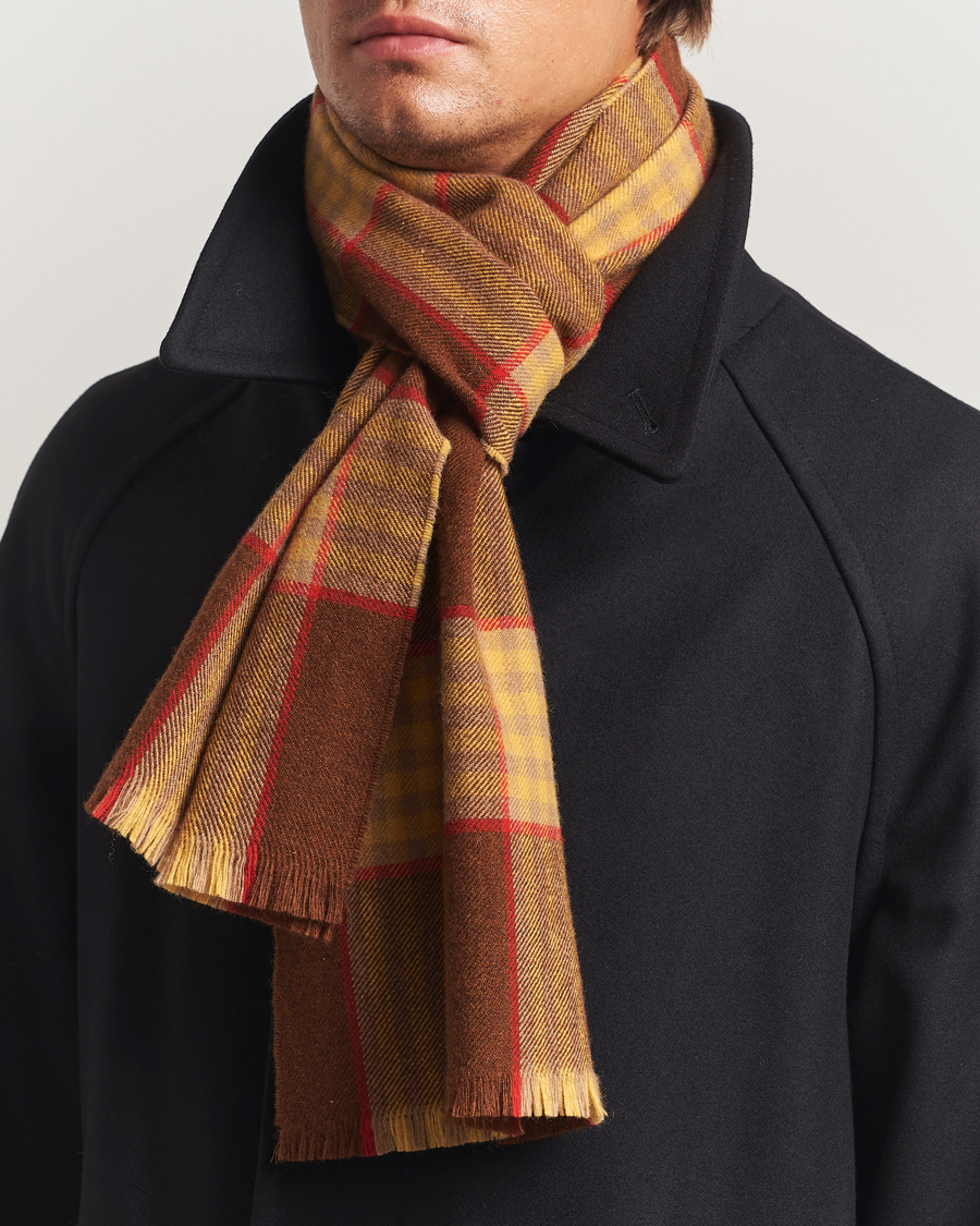 Men | GANT 240 Mulberry Street Wool Checked Scarf Mahogany Brown | GANT 240 Mulberry Street | Wool Checked Scarf Mahogany Brown