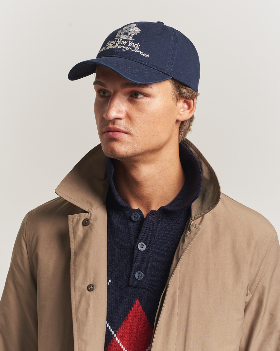 Men | GANT 240 Mulberry Street Washed Twill Cap Evening Blue | GANT 240 Mulberry Street | Washed Twill Cap Evening Blue