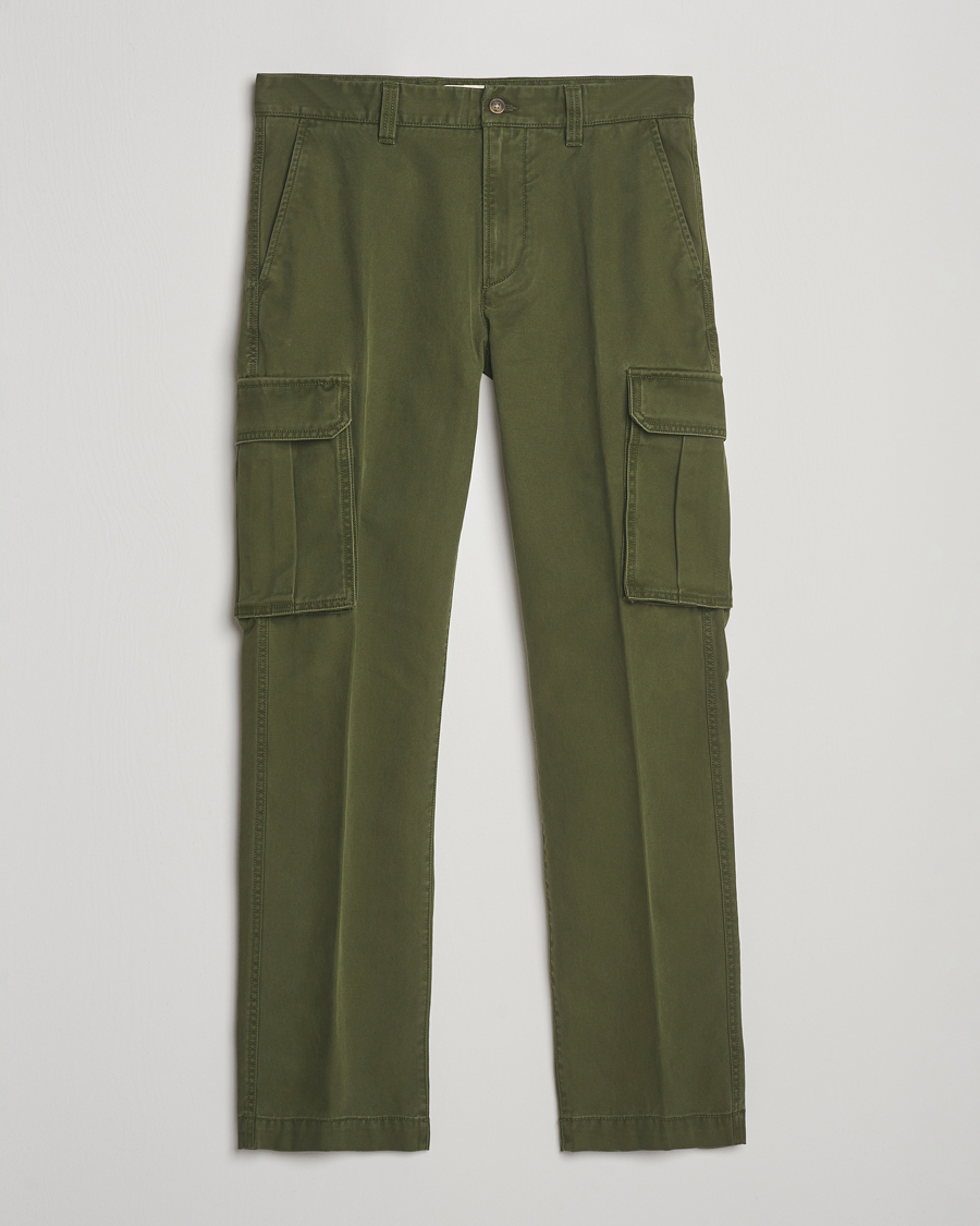 Men | Trousers | GANT | Regular Fit Cotton Twill Cargo Pants Country Green