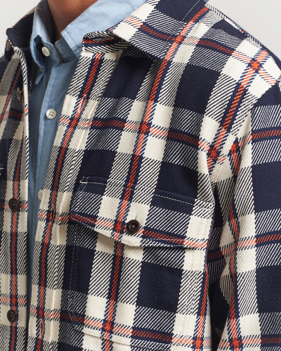 Men | Shirts | GANT | Heavy Twill Checked Overshirt Evening Blue