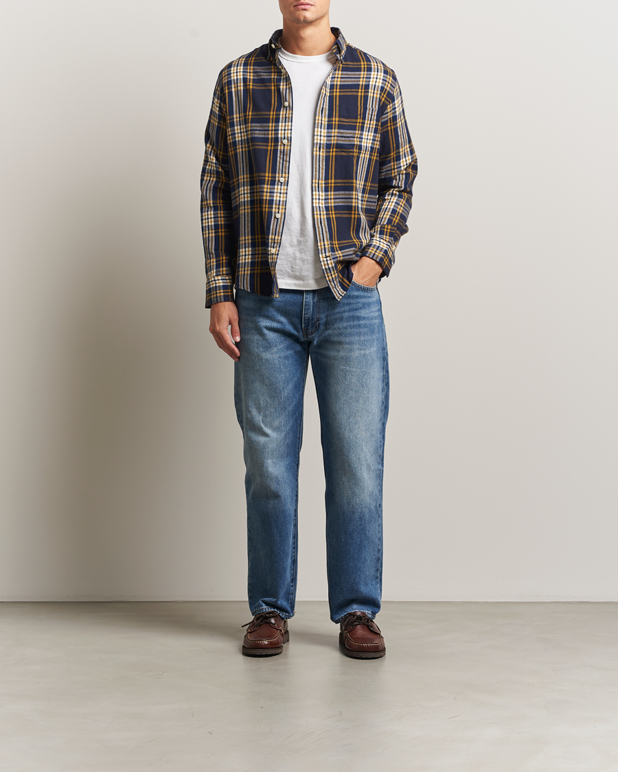 Men | Shirts | GANT | Regular Fit Checked Flannel Shirt Evening Blue