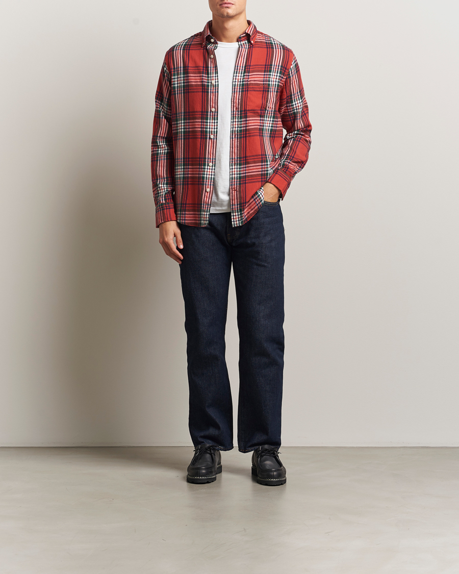 Men | Shirts | GANT | Regular Fit Checked Flannel Shirt Modern Rust