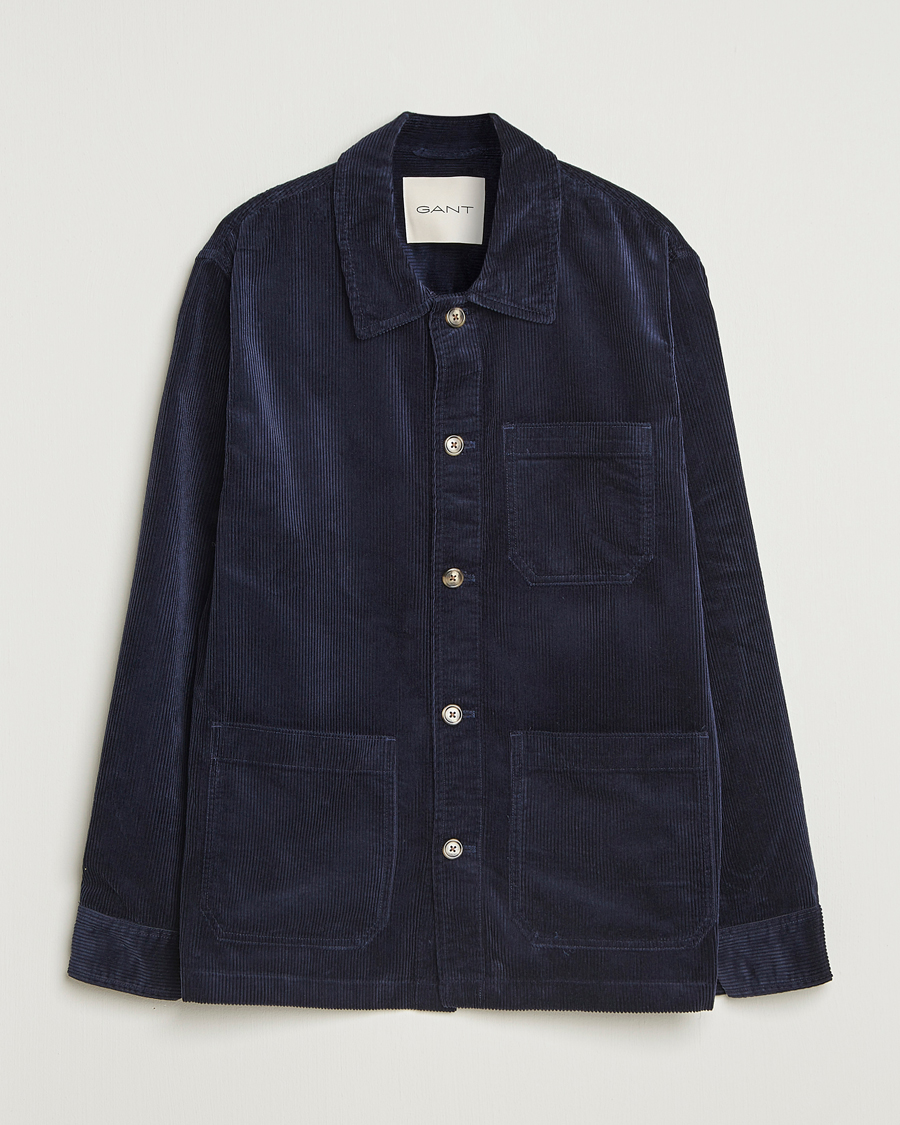 Men | Shirts | GANT | Regular Fit Corduroy Overshirt Evening Blue