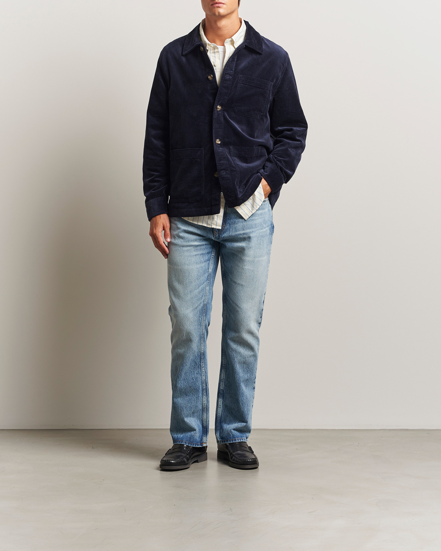 Men | Shirts | GANT | Regular Fit Corduroy Overshirt Evening Blue