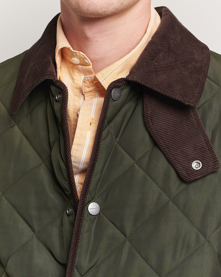 Men | Coats & Jackets | GANT | Quilted Fleece Jacket Green Lagoon