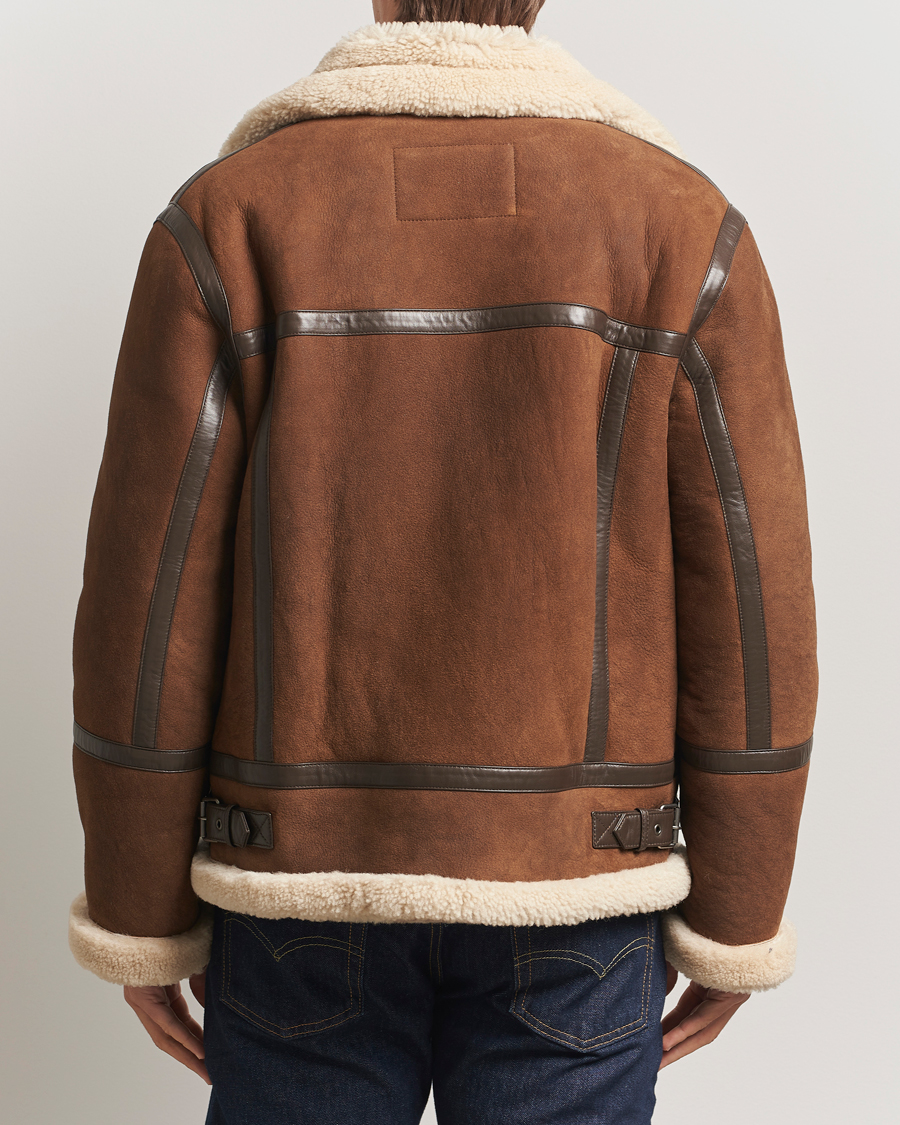 Men | Coats & Jackets | Gant | Suede Shearling Jacket Mahogany Brown