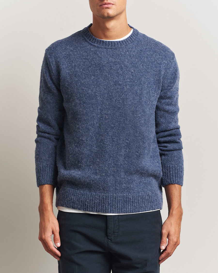 GANT Scottish Wool Knitted Crew Neck Sweater Marine Melange at